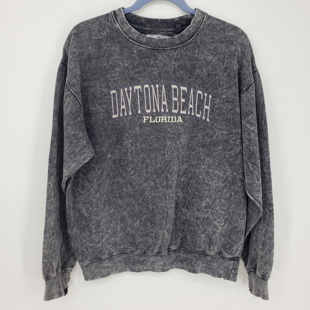 US Vintage Daytona Beach Florida Acid Wash Crewneck Sweatshirt Unisex Medium‎